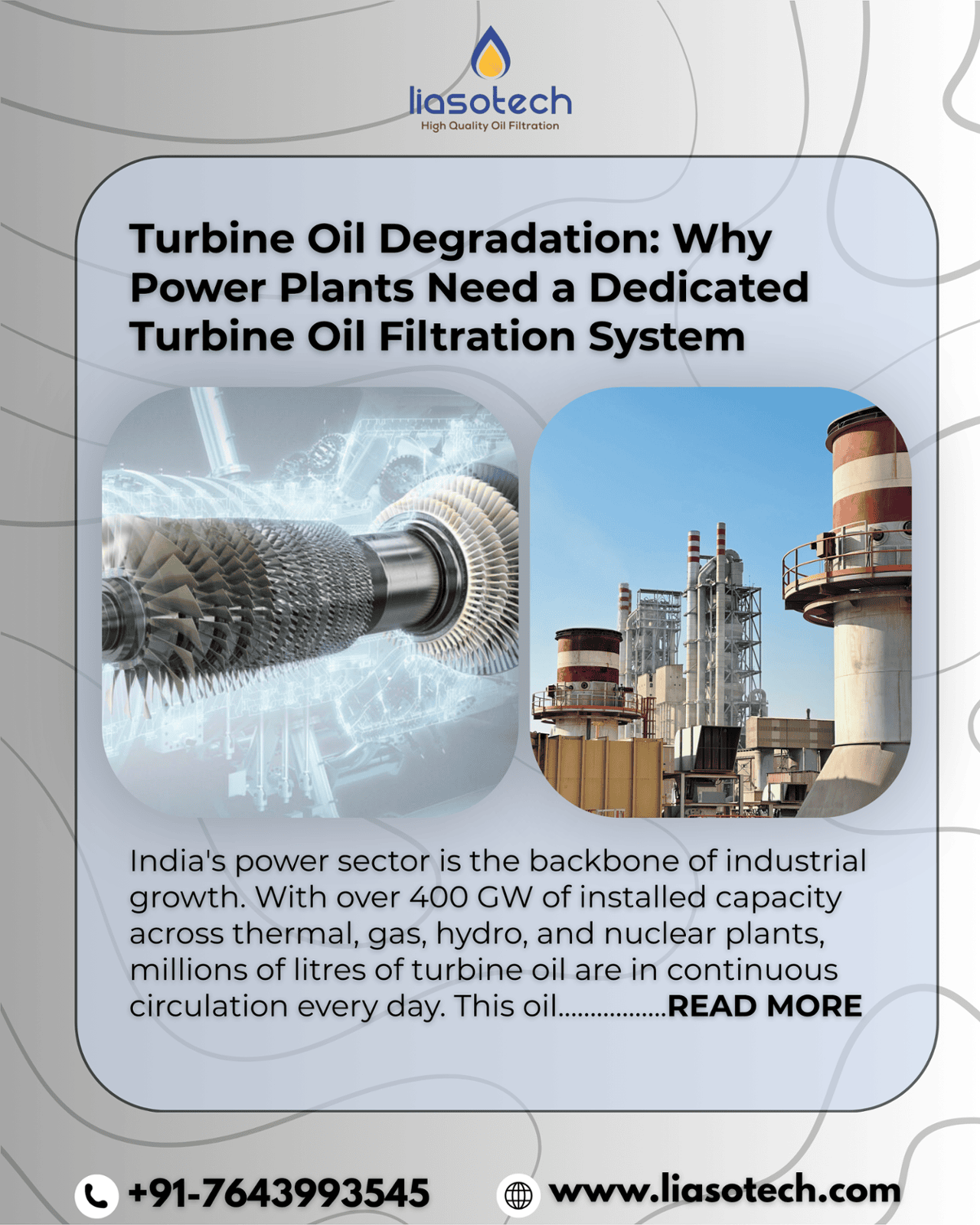 Turbine Oil Degradation : Why Power Plants Need a Dedicated Turbine Oil Filtration System